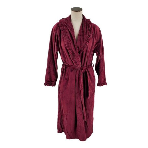 Cabernet Womens Robe Long Soft Plush Purple Belt Pockets Size Large New - Picture 1 of 10